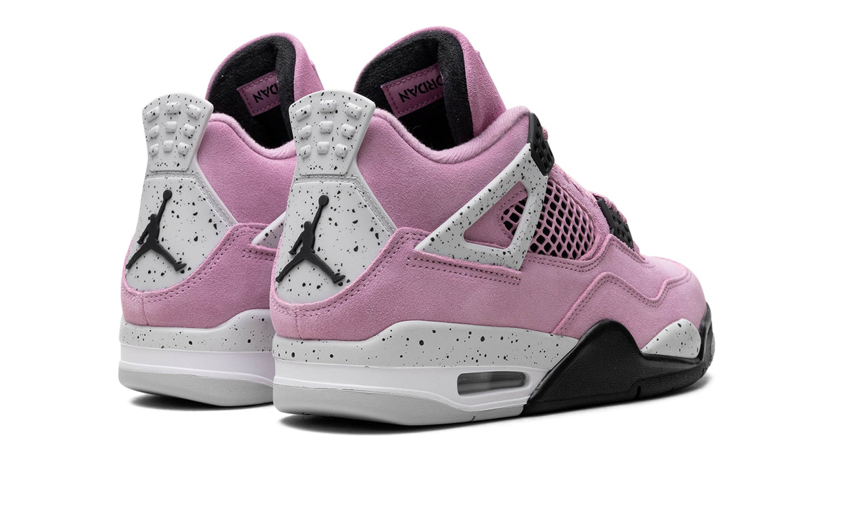 Air Jordan 4 Retro Sneakers - Pink with Speckled Grey and Black Details