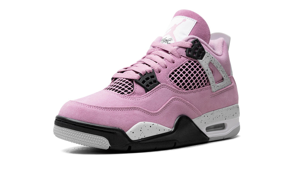 Air Jordan 4 Retro Sneakers - Pink with Speckled Grey and Black Details