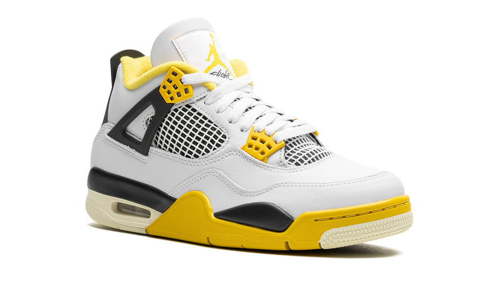 Air Jordan 4 Retro Sneakers - White and Yellow with Black Accents