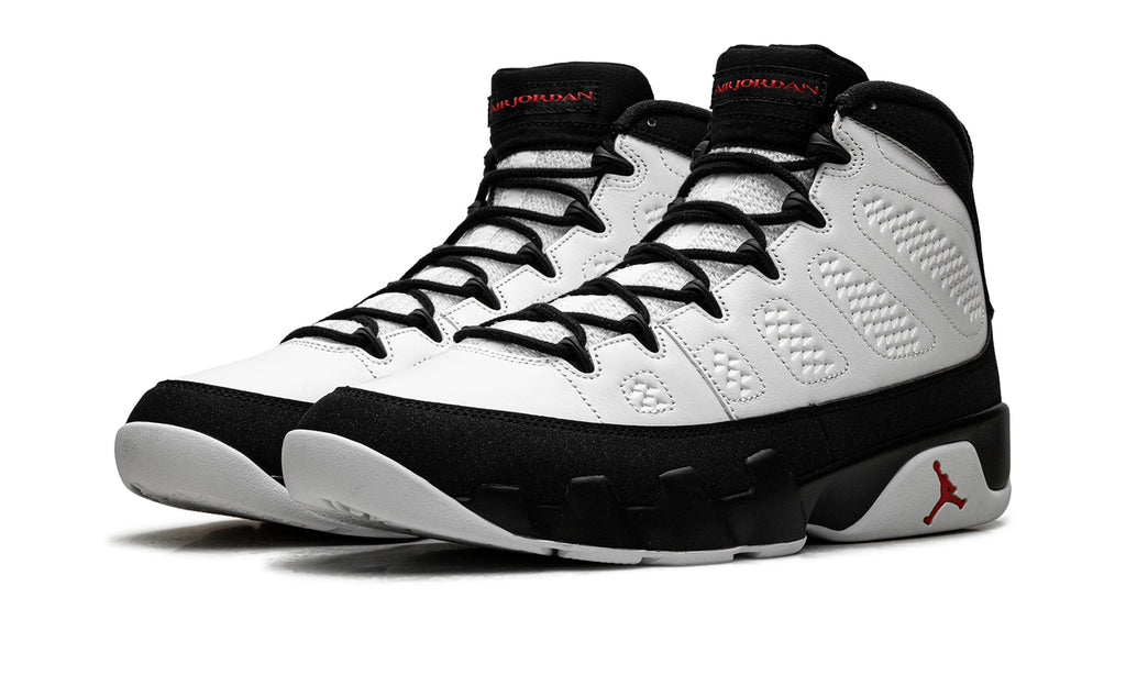Air Jordan 9 Retro High-Top Sneakers - White and Black with Red Details