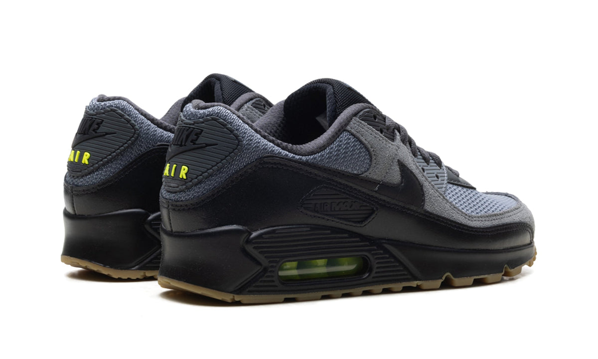 Nike Air Max 90 Sneakers - Grey and Black with Gum Outsole and Teal Details