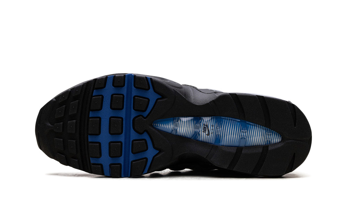 Nike Air Max 95 Sneakers - Gray Gradient and Black with Blue Accents
