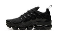 Nike Air VaporMax Plus Sneakers - All Black with Glossy Cage and Visible Air Sole