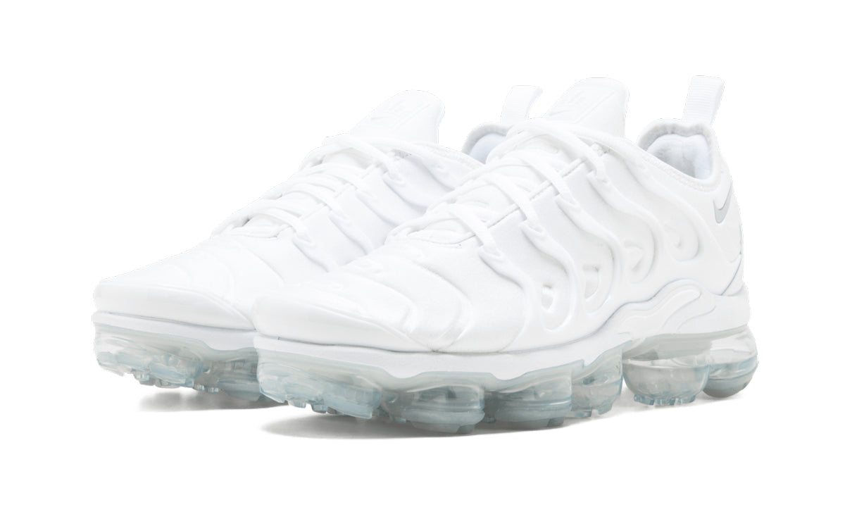 Nike Air VaporMax Plus Sneakers - White with Silver Accents and Translucent Sole