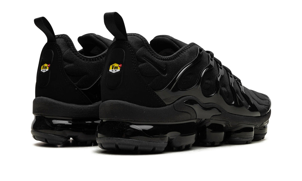 Nike Air VaporMax Plus Sneakers - All Black with Glossy Cage and Visible Air Sole