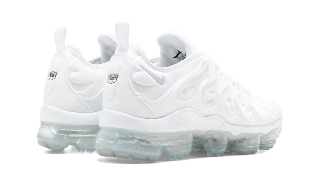 Nike Air VaporMax Plus Sneakers - White with Silver Accents and Translucent Sole