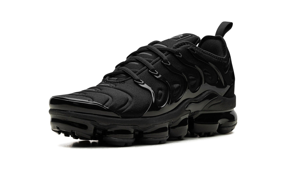 Nike Air VaporMax Plus Sneakers - All Black with Glossy Cage and Visible Air Sole