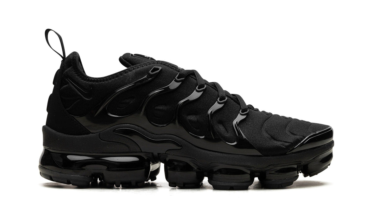 Nike Air VaporMax Plus Sneakers - All Black with Glossy Cage and Visible Air Sole