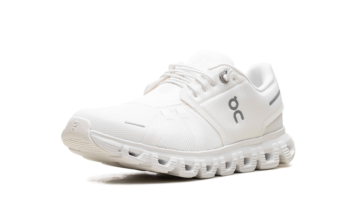 On Cloud Sneakers - White with Gray Logo Details and Hollow-Pod Sole