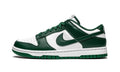 Nike Dunk Low Sneakers – White & Dark Green with Matching Green Swooshes, Laces & Outsole