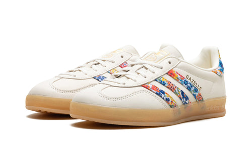 adidas Gazelle Indoor Sneakers - Cream with Multicolor Floral Stripes and Gum Sole