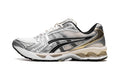 ASICS GEL-KAYANO 14 Sneakers - White and Metallic Silver with Black and Gold-Tone Details