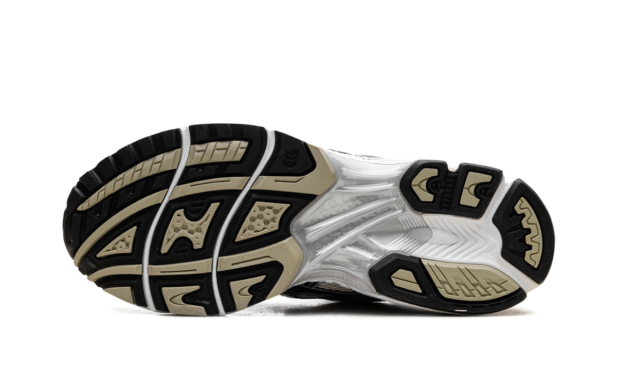 ASICS GEL-KAYANO 14 Sneakers - White and Metallic Silver with Black and Gold-Tone Details