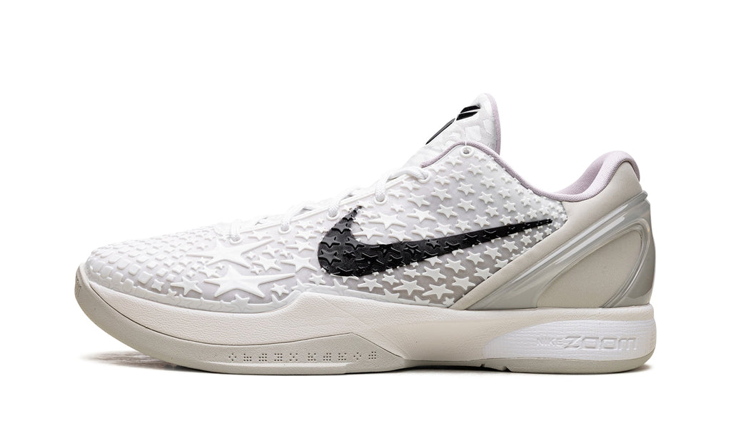 Nike Kobe 6 Sneakers - White with Raised Star Texture and Black Swooshes