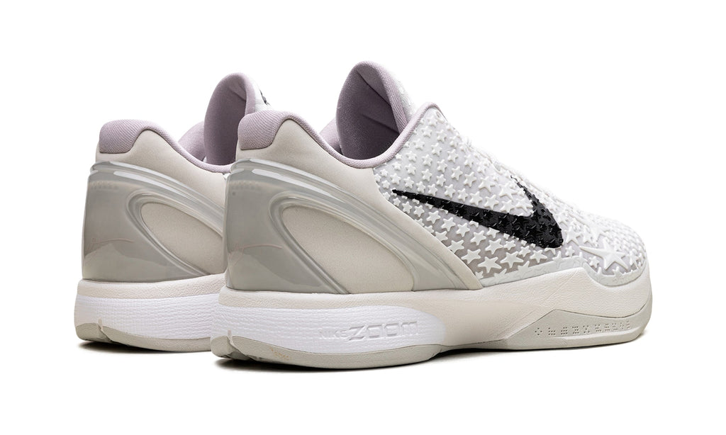 Nike Kobe 6 Sneakers - White with Raised Star Texture and Black Swooshes