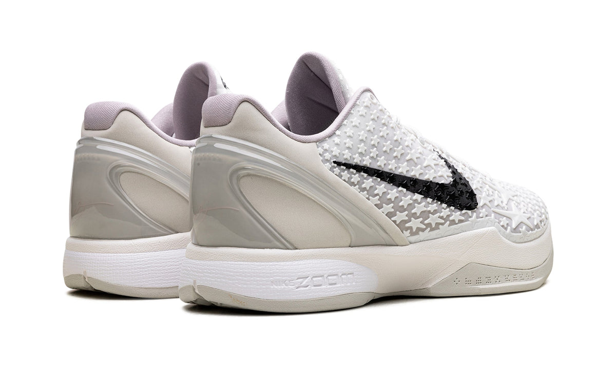 Nike Kobe 6 Sneakers - White with Raised Star Texture and Black Swooshes
