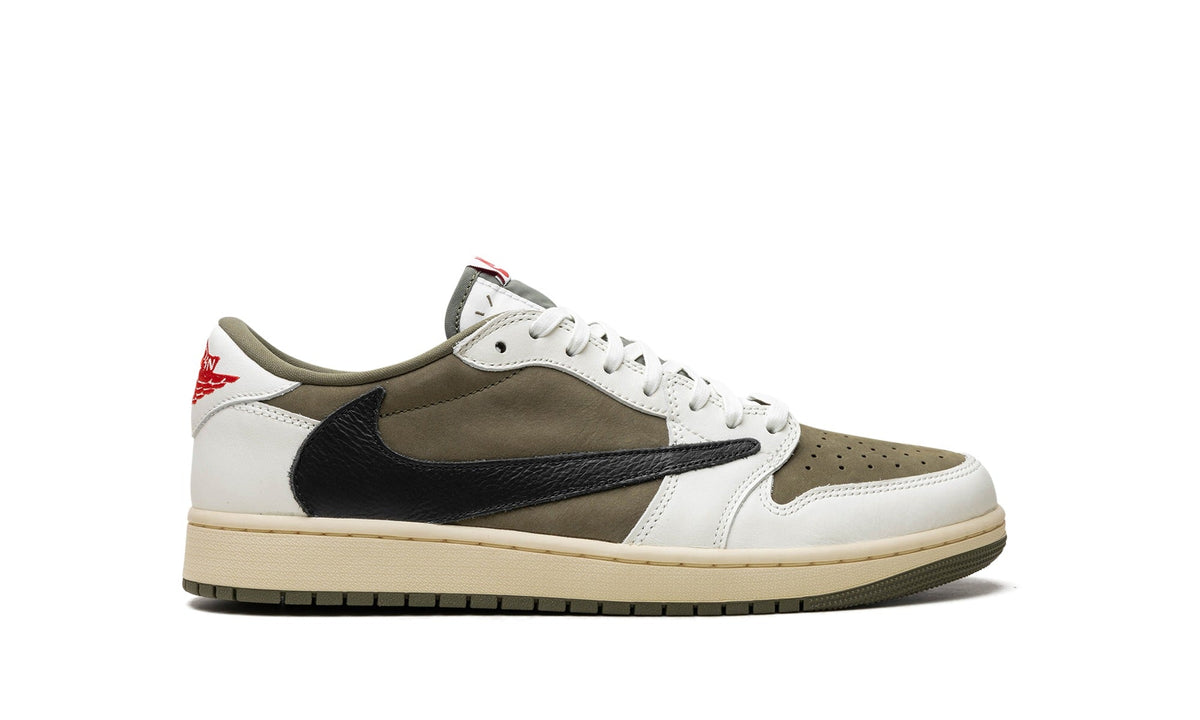 Travis Scott x Air Jordan 1 Low Sneakers – Olive, White & Black