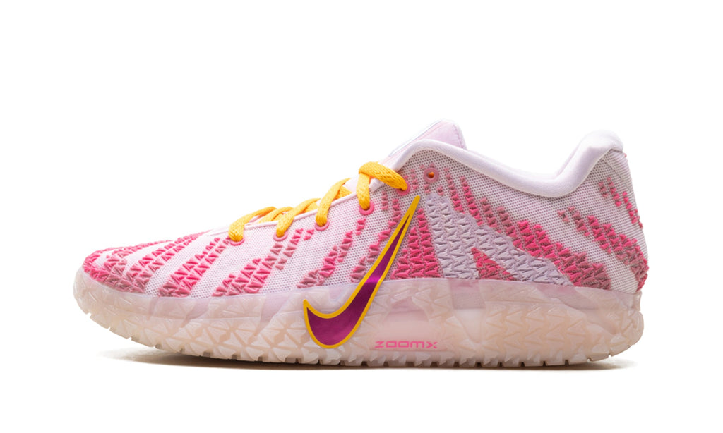 Nike Ja 3 Sneakers - Pink and Pale Lilac with Yellow Laces and Purple Swooshes
