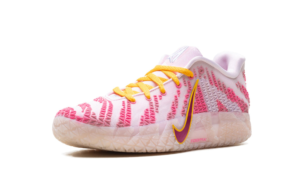 Nike Ja 3 Sneakers - Pink and Pale Lilac with Yellow Laces and Purple Swooshes