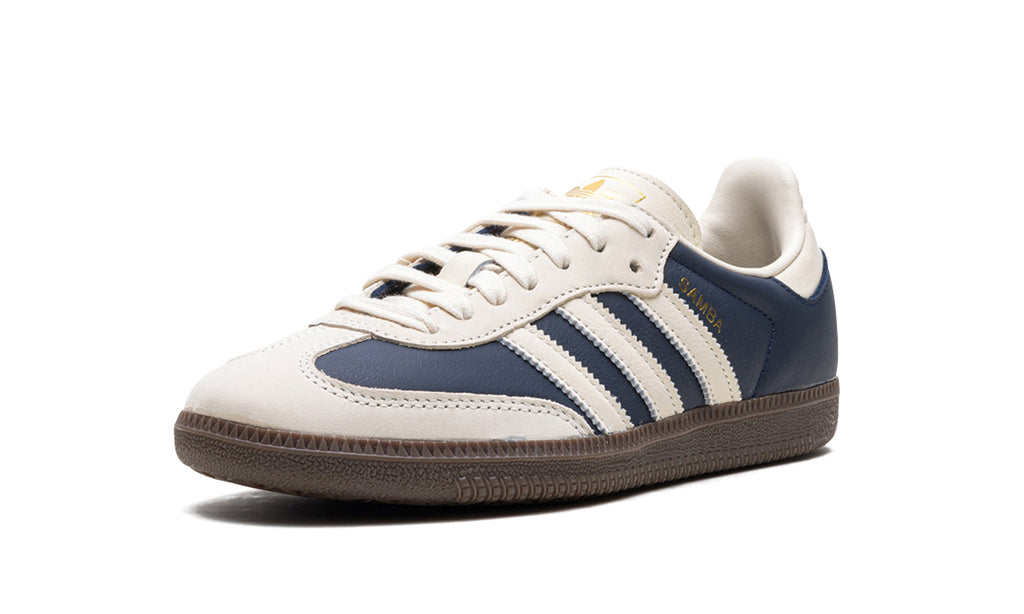 adidas Samba OG Sneakers - Navy Blue and Cream with Dark Brown Gum Sole