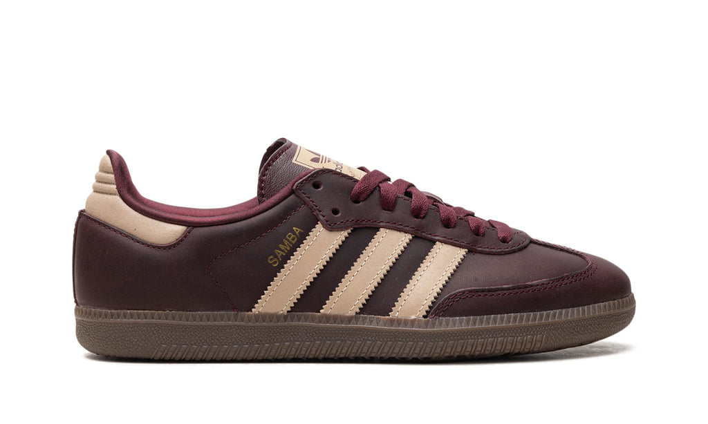 adidas Samba OG Sneakers - Burgundy & Beige with Brown Gum Sole