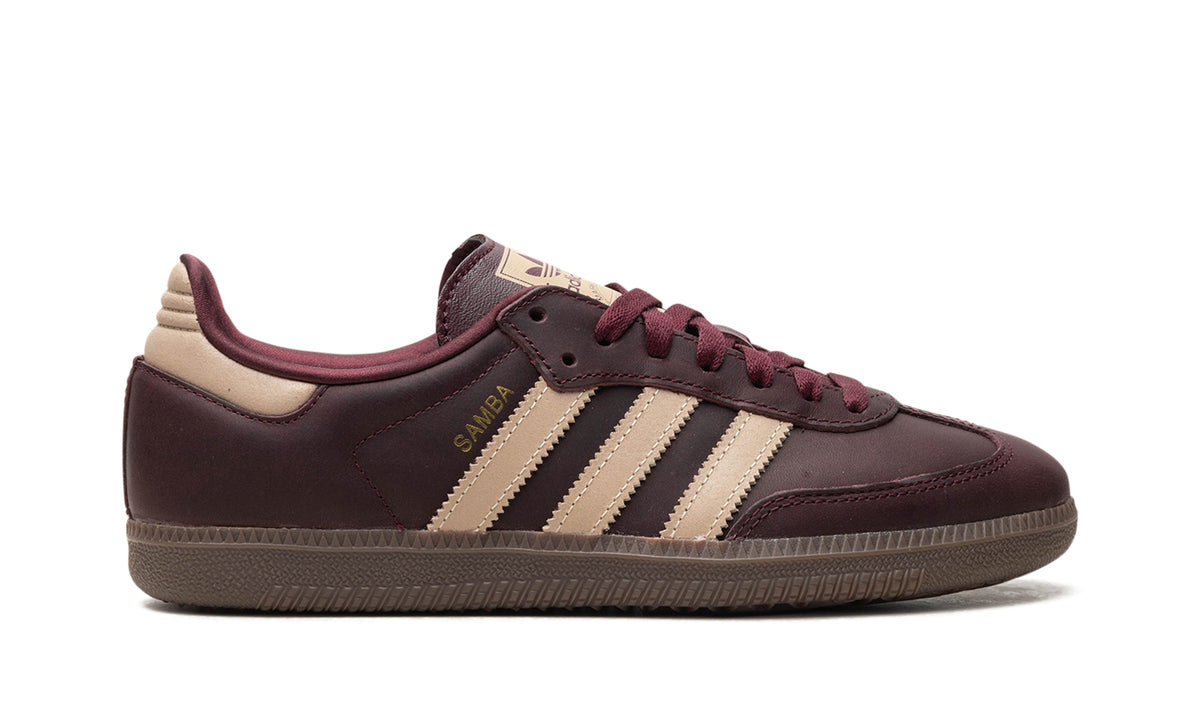 adidas Samba OG Sneakers - Burgundy & Beige with Brown Gum Sole