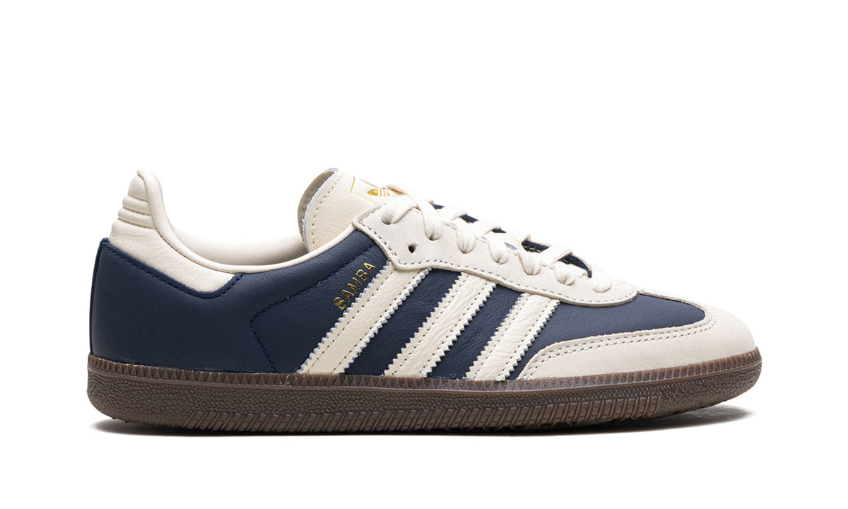 adidas Samba OG Sneakers - Navy Blue and Cream with Dark Brown Gum Sole