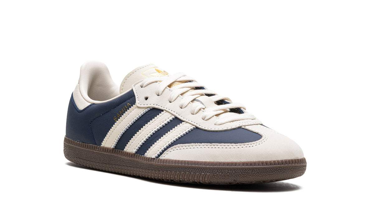 adidas Samba OG Sneakers - Navy Blue and Cream with Dark Brown Gum Sole