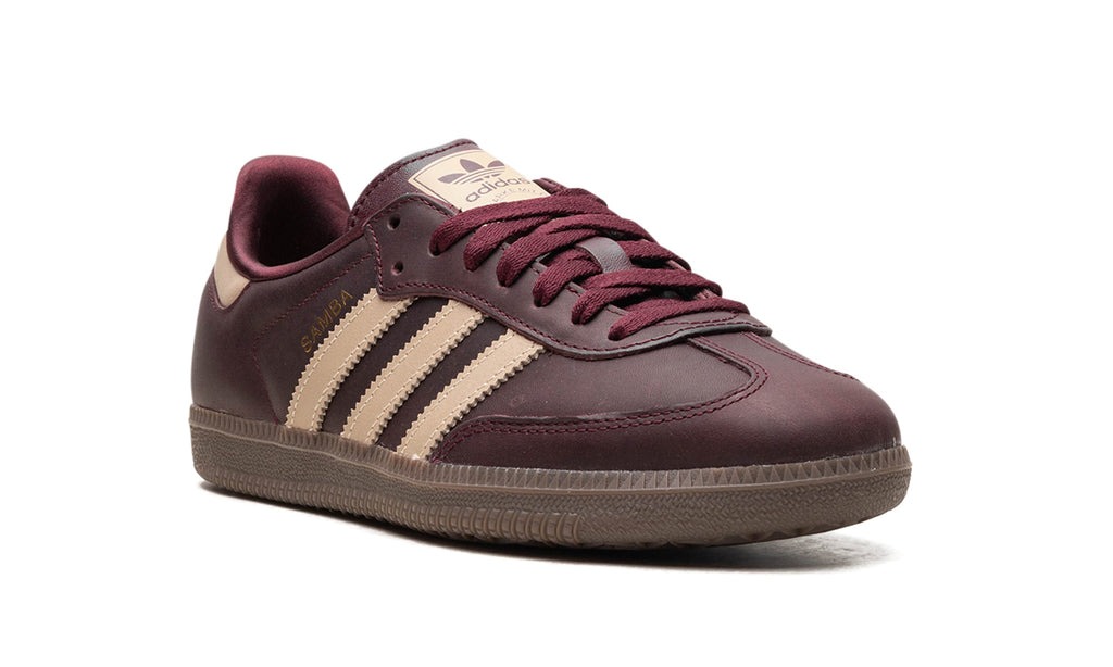 adidas Samba OG Sneakers - Burgundy & Beige with Brown Gum Sole