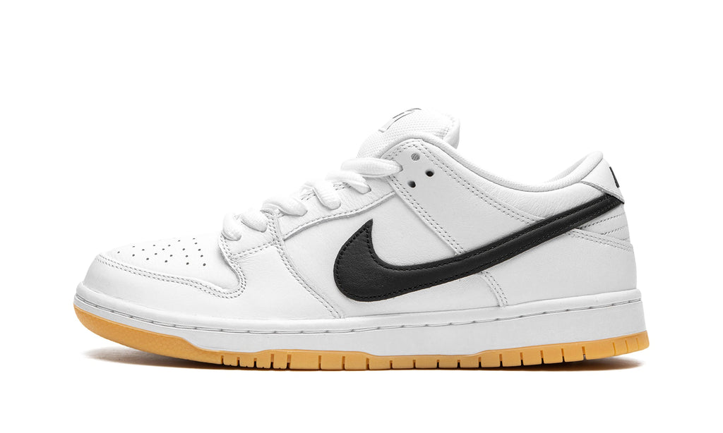 Nike SB Dunk Low Sneakers - White and Black with Gum Sole