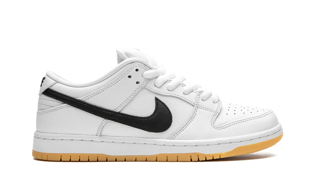 Nike SB Dunk Low Sneakers - White and Black with Gum Sole