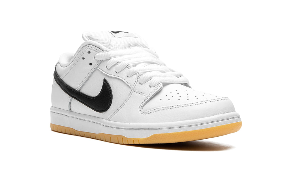 Nike SB Dunk Low Sneakers - White and Black with Gum Sole