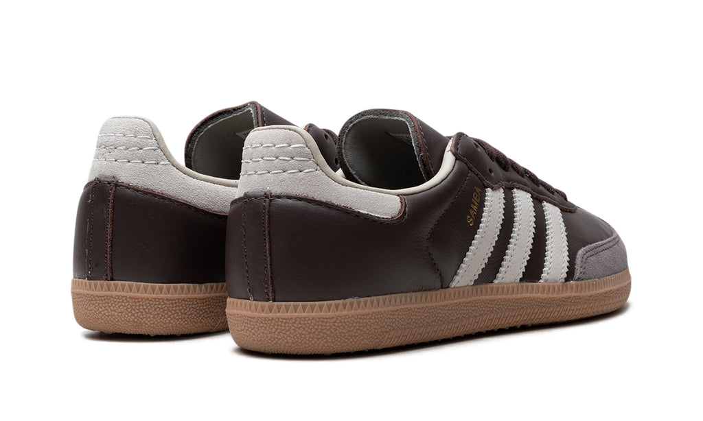 adidas Samba OG Sneakers - Dark Brown and Grey with Off-White Stripes and Gum Sole