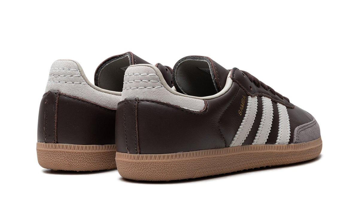 adidas Samba OG Sneakers - Dark Brown and Grey with Off-White Stripes and Gum Sole