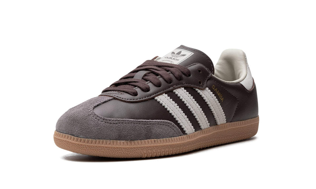 adidas Samba OG Sneakers - Dark Brown and Grey with Off-White Stripes and Gum Sole