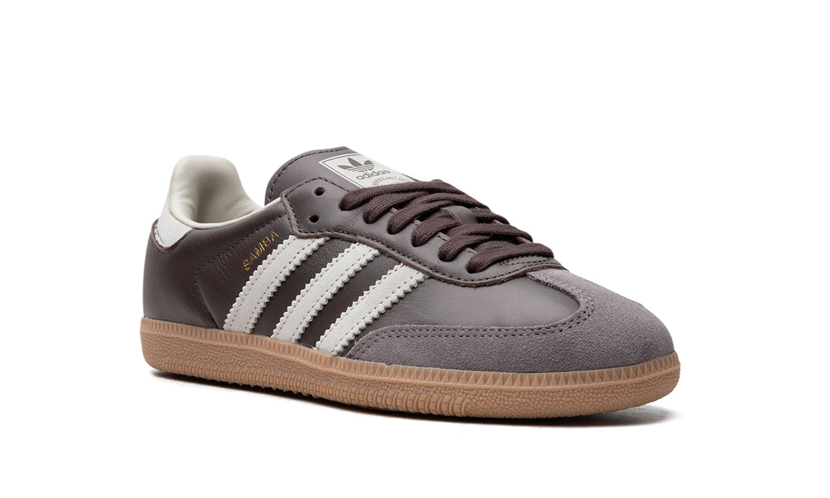 adidas Samba OG Sneakers - Dark Brown and Grey with Off-White Stripes and Gum Sole