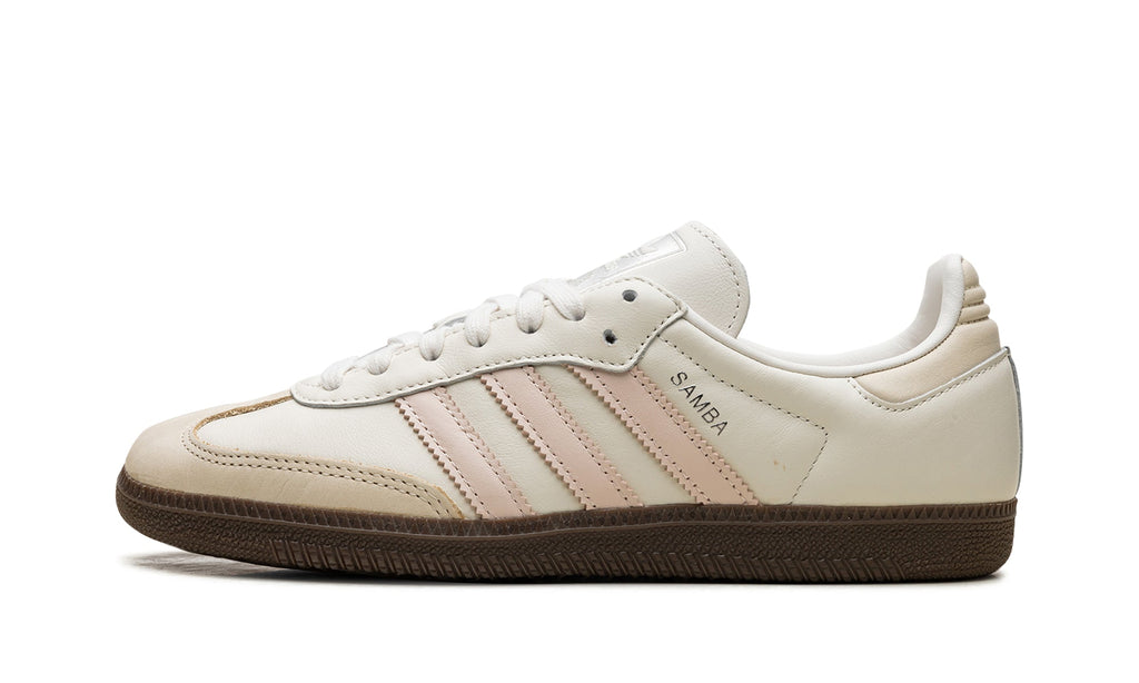 adidas Samba OG Sneakers - Cream and Pale Pink with Dark Brown Gum Sole