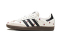 adidas Samba OG Floral Sneakers – Cream White, Black 3-Stripes & Purple Flowers with Brown Outsole
