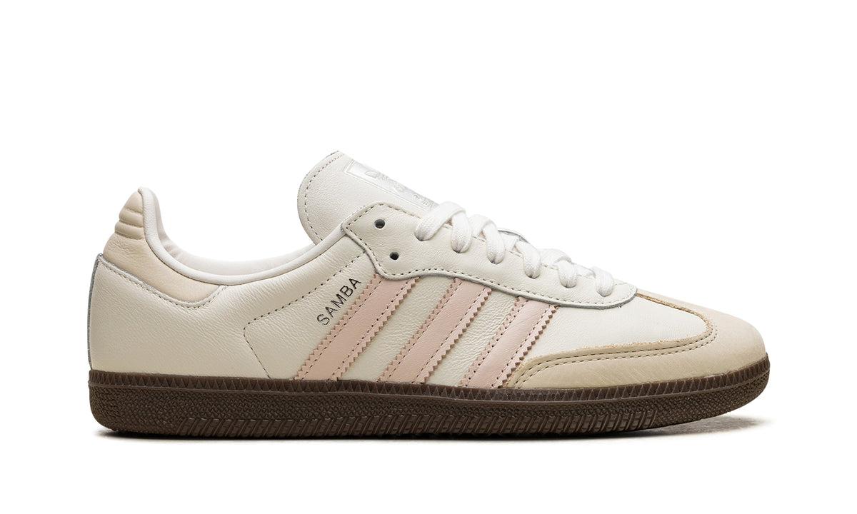 adidas Samba OG Sneakers - Cream and Pale Pink with Dark Brown Gum Sole