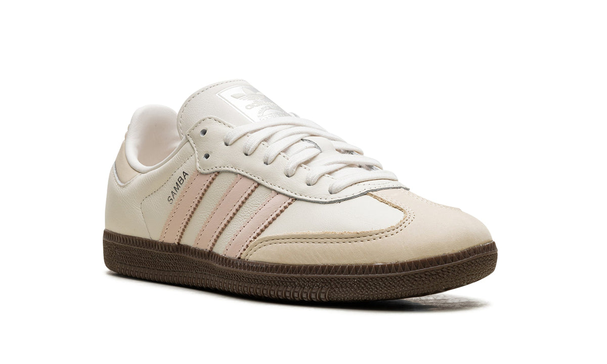 adidas Samba OG Sneakers - Cream and Pale Pink with Dark Brown Gum Sole