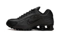 Nike Shox R4 Sneakers - All Black with Four-Column Heel Design