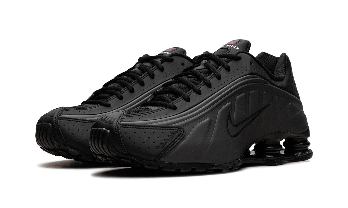 Nike Shox R4 Sneakers - All Black with Four-Column Heel Design