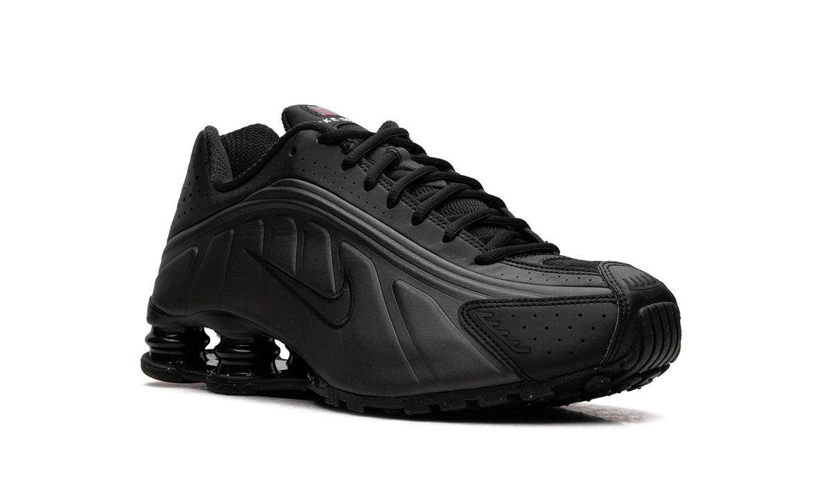 Nike Shox R4 Sneakers - All Black with Four-Column Heel Design