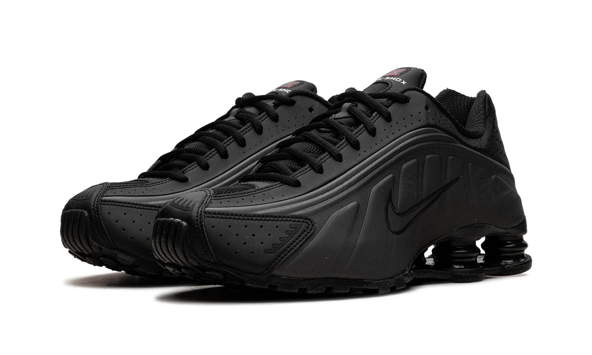 Nike Shox R4 Sneakers - All Black with Four-Column Heel Design