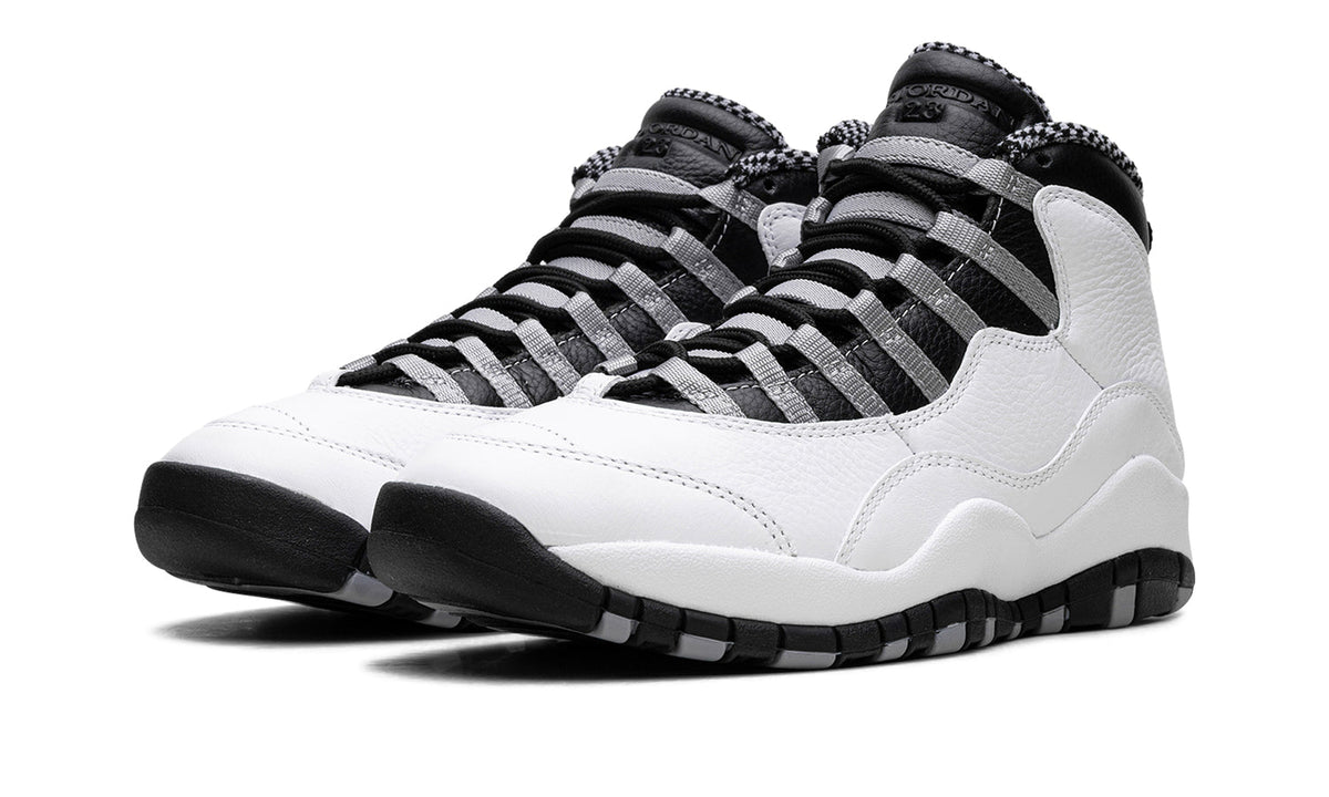 Air Jordan 10 Retro Sneakers - White/Black with Grey Lace Loops